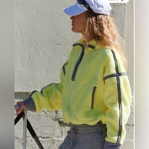Z68. NWT Free People  FP Movement Mountain High Half Zip Fleece Yellow Pullover